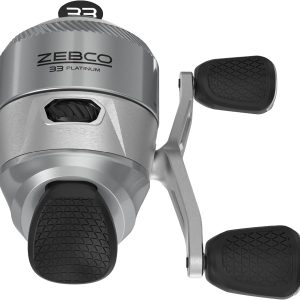 Zebco 33 Platinum Spincast Fishing Reel, Size 30 Reel, Right or Left-Hand Retrieve, 4.7:1 Gear Ratio, Pre-spooled with 10 lb Zebco Cajun Line, Silver
